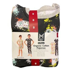 Member's Mark Boys 4 Piece Super Soft Organic Cotton Pajama Set - Gaming
